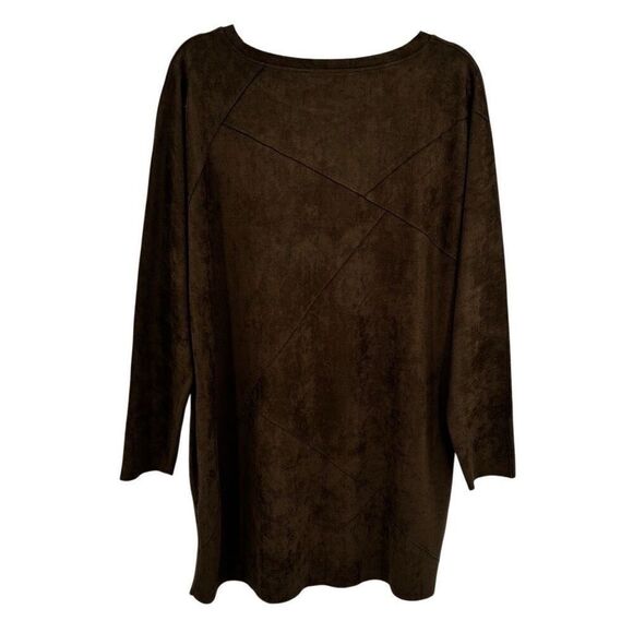 Soft Surroundings Suede Patchwork Section Dress With Pockets Brown Size Large - Picture 6 of 8